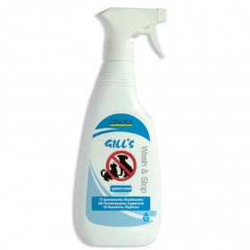 Препарат за почстване на повърхности Croci GILL''S SANITIZING WASH & STOP  елиминира петна от урина и в същото време разубеждава домашните любимци да вършат 